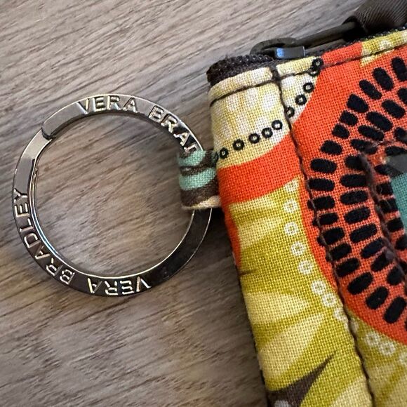 Vera Bradley Zip ID Case Pouch Change Purse Key Ring Ziggy Zinnia Pattern - Picture 3 of 7